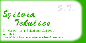 szilvia tekulics business card